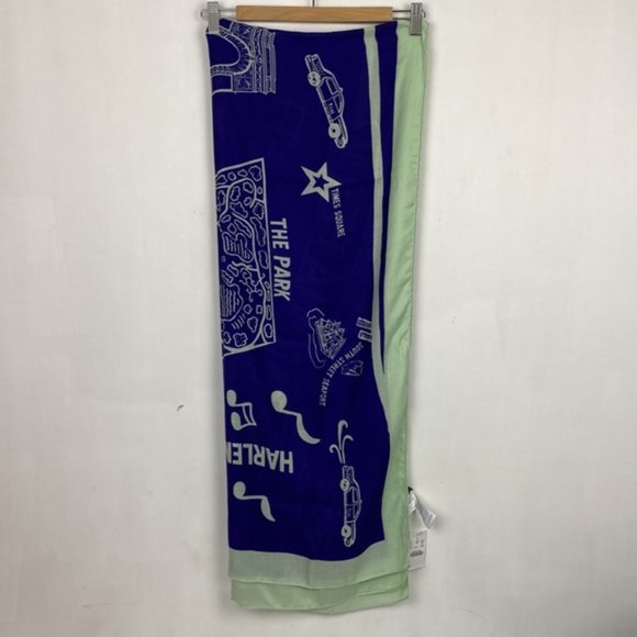 NWT J.Crew Factory Manhattan New York NY City Scarf Purple & Mint - Picture 5 of 7